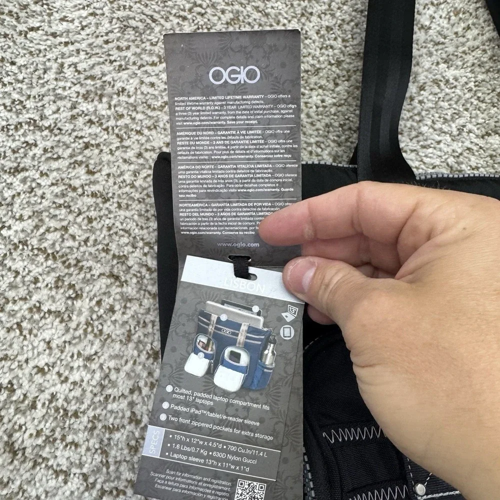 NEW OGIO Lisbon‎ Messenger Travel Work Bag Womens Black Inner And Outer Pockets